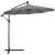 Springos 300 cm cantilever patio umbrella with solar powered LED lights, gray, side view