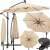 Springos vrtni suncobran sa solarnom LED rasvjetom, 300 cm - Bež 95482372