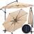Springos vrtni suncobran sa solarnom LED rasvjetom, 300 cm - Bež 95482372