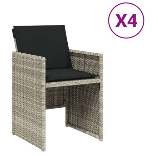 vidaXL Polyrattan Kerti Székek - 4 db - Világosszürke