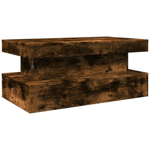vidaXL füstölt tölgyszínű dohányzóasztal LED-lámpákkal 90x50x40 cm