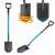 Cellfast IDEAL PRO garden shovel, blue handle, black blade, heat treated for durability