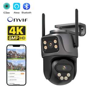 8MP, PTZ, WIFI IP biztonsági kamera, iCSee, kétirányú kommunikáció, színes éjjellátó, AI intelligens, automatikus mozgáskövetés, fekete