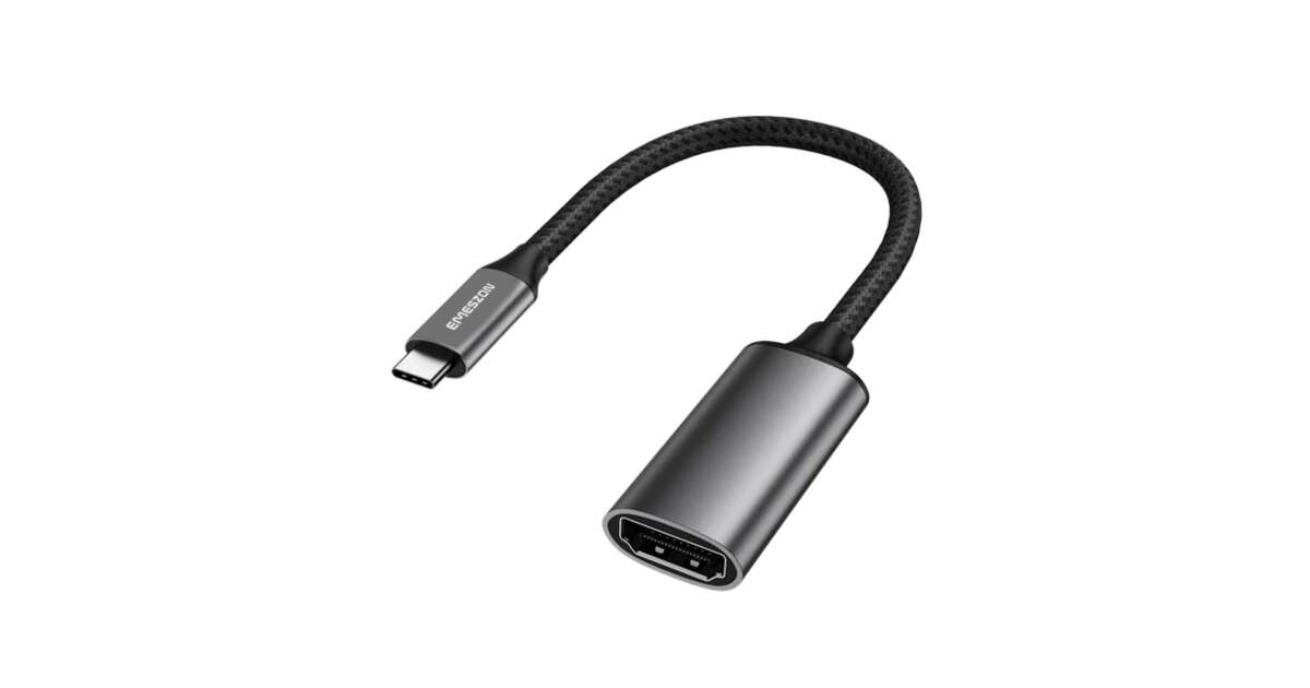 Przejściówka USB Type-C na HDMI 4K 60Hz, Emeszon®, konwertuje USB 3.1 OTG USB-C na HDMI do telefonu, telewizora, laptopa, komputera, czarnego 95519669