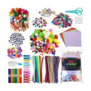 Mega Art & Craft Creative Group Set - Basic Set, includes pom poms, googly eyes, pipe cleaners, craft sticks, glitter, sequins, foam shapes, and more - OEM