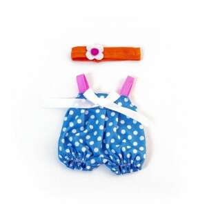 Kék pöttyös ruha fehér pöttyökkel és rózsaszín pántokkal 21 cm-es babákhoz - Miniland