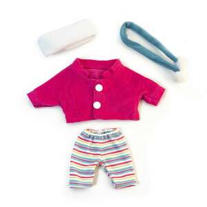 Pink sweater, striped pants, white headband, blue scarf with pom poms for 21 cm baby doll - Miniland