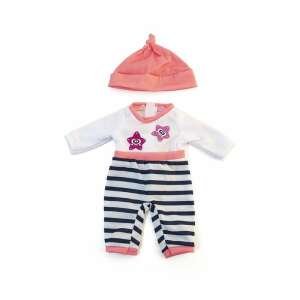 Baby doll pajamas with a pink hat, striped pants and white top with pink stars, 32 cm - Miniland
