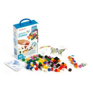 Set de 100 cuburi de activitate Miniland, cuburi de construcție din plastic colorate pentru copii, jucărie educativă pentru învățarea culorilor, formelor și numărării - Miniland Jocuri educative pentru școlari