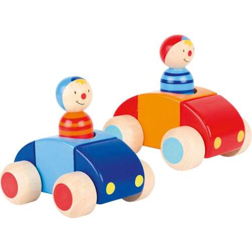Jucărie din lemn - Mașinuță cu omuțet și claxon - 9 piese - Goki