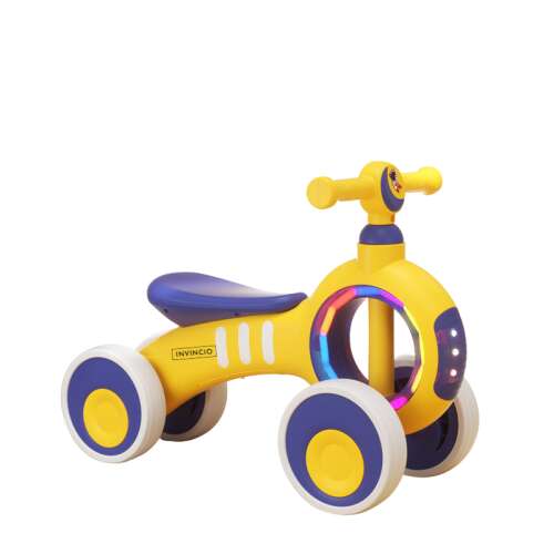 Mini kerékpár pedál nélkül, Invincio Starter, 1 és 3 év közötti gyermekek számára, 4 szilikon kerék külső és belső használatra, maximális terhelés 20 kg, zene és fények, éles szélek nélkül, 6