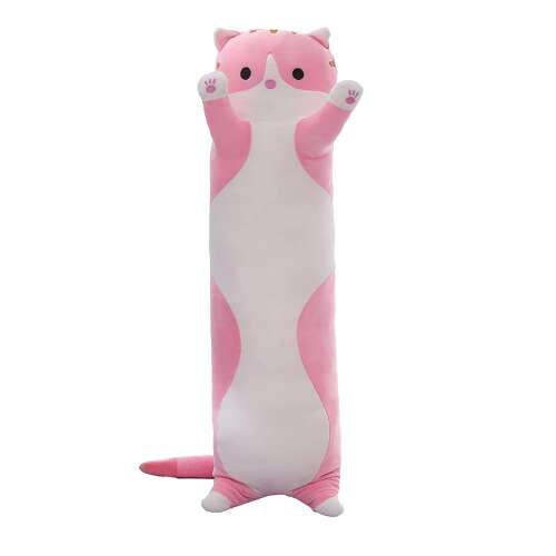 Macskajáték plusz hosszú, párna típusú, mosható, hipoallergén töltelék, gyermekeknek és felnőtteknek, hossza 130 cm, rózsaszín színű