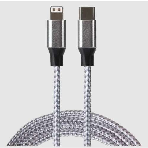 Adatátviteli és töltőkábel, INVINCIO,® USB-C – USB-Lightning, gyorstöltés, fonat nejlon elleni védelem, fokozott ellenállás az ismételt hajlítással szemben, 3 m kábelhossz, kompatibilis az Ap