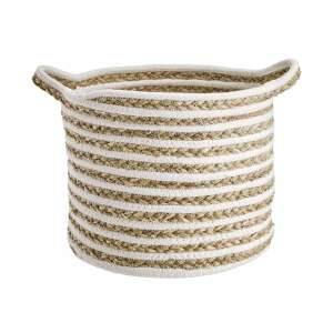 COTTON BRAID kosár csíkos, tengerifű és pamut, Ø 26cm - Tárolódoboz & kosár