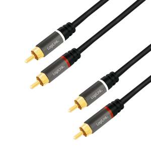 Logilink 0,5m Kabel Audio RCA, 2x RCA wtyk - 2x RCA wtyk, czarny, pozłacany - Kabel RCA