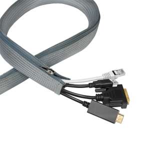 Logilink cable sleeve with zipper, gray, 1 meter, for organizing and protecting cables - Cable