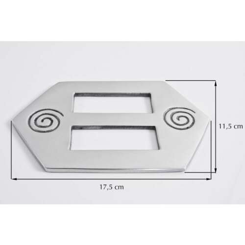 Ezüst függönytű spirális mintával, 17,5 cm x 11,5 cm