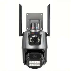 Dual lens security camera with night vision and motion detection, 4MP resolution, 355° pan and 90° tilt, IP66 waterproof, ICSee app compatible - Nonbrand Security Camera