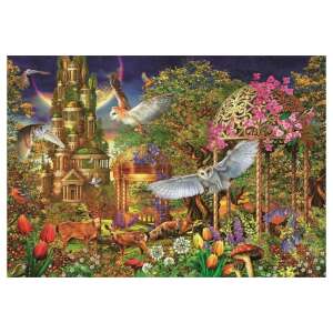 Puzzle Clementoni Grădina fantastică a pădurii 1500 piese, prezintă o pădure magică cu un castel, păsări, cerbi și flori - Puzzle 3D & Puzzle cu burete