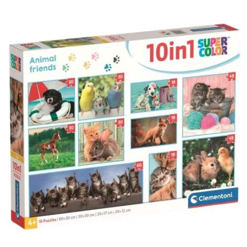 Clementoni 10 in 1 Super Color Tierfreunde Puzzle Box