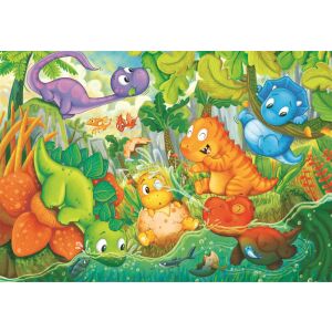 Clementoni Dinos Maxi Puzzle, 24 Teile, Dinosaurier Cartoon Illustration - Clementoni