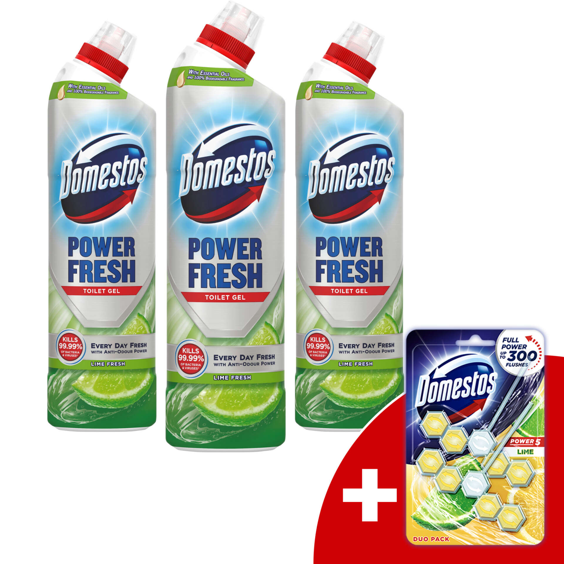Domestos Power Fresh WC Tisztító Gél Lime 3x700ml + Ajándék Domes...