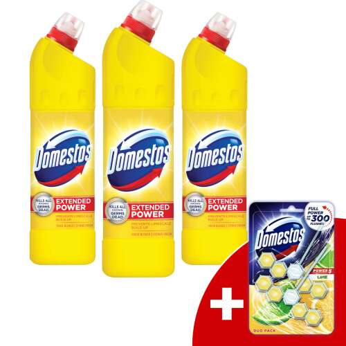 Domestos Extended Power Čistač za WC s citrusnim mirisom 3 pakiranja + Domestos Power 5 Lime Blokovi za WC Duo Pack