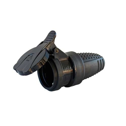 Commel gumi lengő dugalj csatlakozóaljzat csapfedeles fekete 16A IP44 291302 / 321639, fekete gumi dugalj fedeles, 16A, IP44