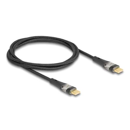 Delock Adat és gyors töltő kábel USB 2.0 USB Type-C  apa-apa átlátszó PD 3.0 100 W 1 m