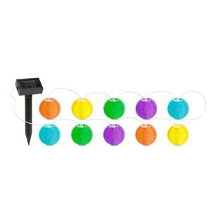 Szolár lampion fényfüzér - 10 db színes lampion, hidegfehér LED - 3,7 m 35857067 