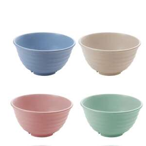 4er Set Plastik Schalen, blau, beige, rosa, grün, 17x9 cm - Schalen