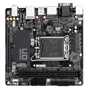 Gigabyte H610I Alaplap Motherboard, Ansicht von oben mit Details - Grundplatten