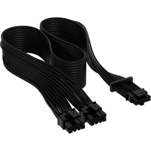 Corsair Premium Sleeved PCIe 5.0 12VHPWR Tápegység kábel 0.5m - Fekete