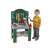 Child playing with Klein Bosch toy workbench, green and grey, with tools and accessories
