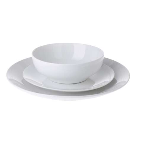 Excellent Houseware étkészlet, porcelán, 12 darab, fehér