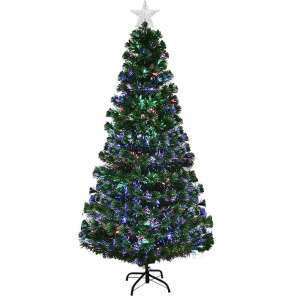 Timeless Tools 210 cm artificial Christmas tree with fiber optic lights and multi-color LED lights - Christmas