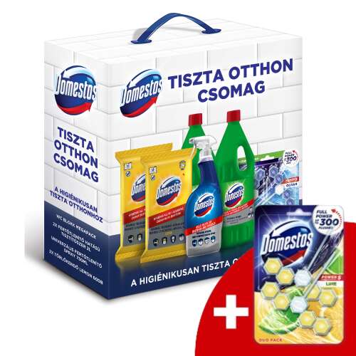 Domestos Balíček Čistý Domov s čističom toalety, dezinfekčným sprejom, vlhčenými obrúskami a toaletnými blokmi