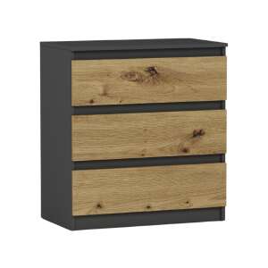 Komód 3 fiókos - R3 - antracit - artisan tölgy