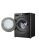 Angled view of LG F4DR711S2BA black washer dryer combo with open door