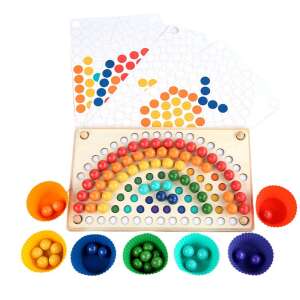 Puzzle mozaic cu bile curcubeu Montessori din lemn 95739043 - Jocuri si jucarii educative