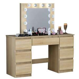 Artool Vanessa oak dressing table with mirror and LED lights, 130x43x143 cm - Dressing Table