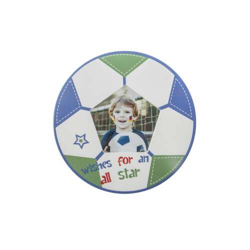 Alex kék focilabda alakú képkeret gyerekeknek, 18x1x18 cm