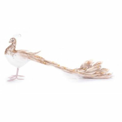 Vianočná dekorácia, páv, zlatá a biela, 50x20x23 cm 140541346