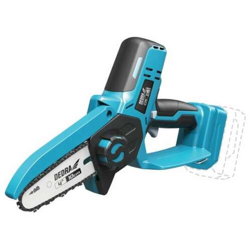 Dedra 18V cordless chainsaw, 10cm, 4 inch, blue, electric, pruning saw, branch cutter, tree trimming, garden tool