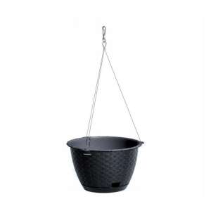 Ratolla Round WS Anthracite Hanging Planter with Chain, 24.3x16 cm - Landscaping