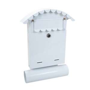Damech White Mailbox with Newspaper Holder, B6 Size, 24.5x7x36.5 cm