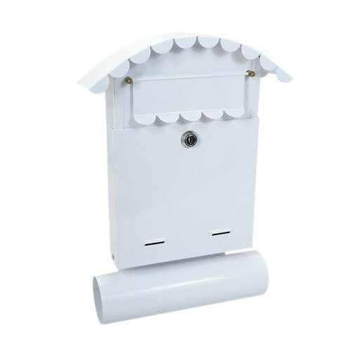 White metal mailbox with newspaper holder, Damech