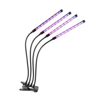 4 fejes növényszövető lámpa állítható karokkal és csipeszekkel, tökéletes beltéri növényekhez - Növénynevelő lámpa