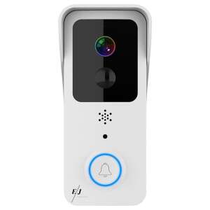 Smart Video Doorbell with Alarm, EJ PRODUCTS, Waterproof, Infrared Night Vision, Two-Way Audio, Wireless 2.4G & 5G, App Control, White 95785531 - Doorbell, Chime Bell
