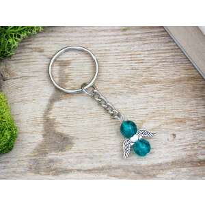 Kék angyal gyöngy kulcstartó, Szeretettel angyal kulcstartó - Ajándék kulcstartó